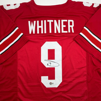 Autographed/Signed Donte Whitner Ohio State Red College Football Jersey Beckett BAS COA