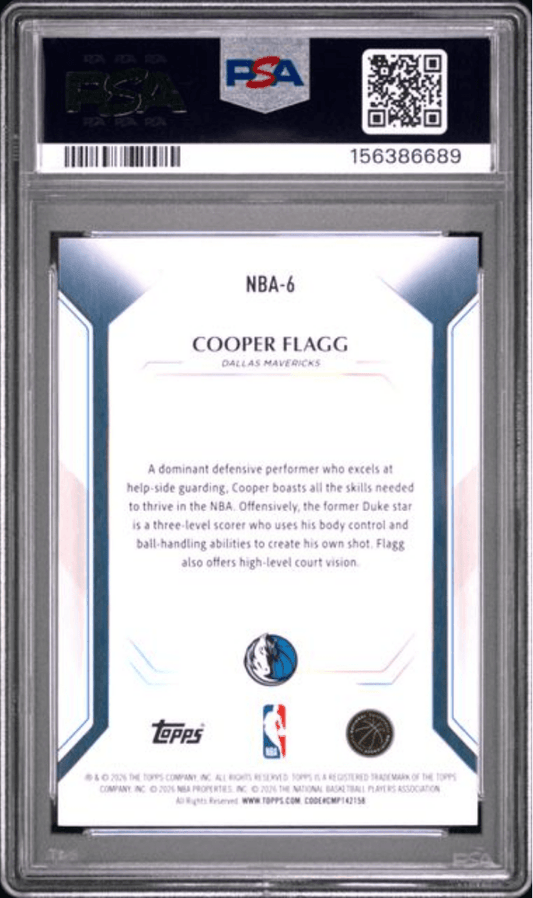 Graded 2026 Topps Collector Kit Cooper Flagg #NBA6 Rookie RC Basketball Card PSA 10 Gem Mint