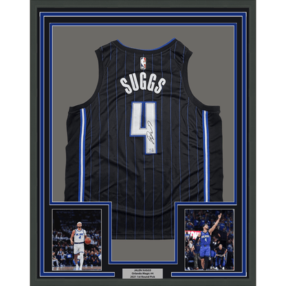 Framed Autographed/Signed Jalen Suggs 35x39 Orlando Magic Black Authentic Basketball Jersey Fanatics COA