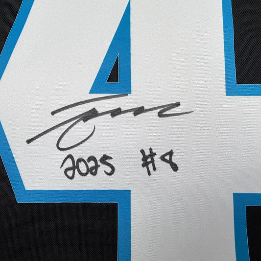 Framed Autographed/Signed Tetairoa McMillan 35x39 Carolina Panthers Black Authentic Football Jersey Fanatics COA