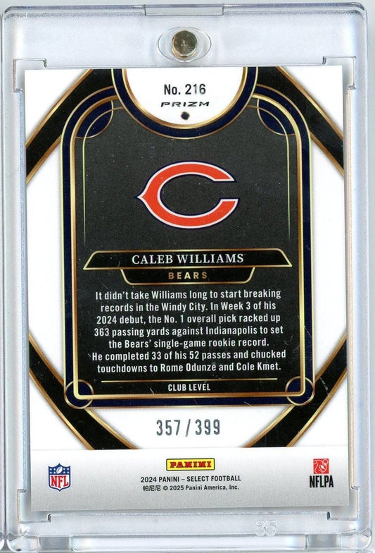 2024 Panini Select Caleb Williams #216 Orange Shock /399 Rookie RC Football Card