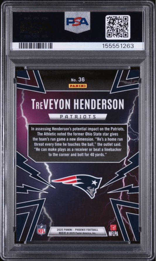 Graded 2025 Panini Phoenix TreVeyon Henderson #36 Thunderbirds Rookie RC Football Card PSA 10 Gem Mint