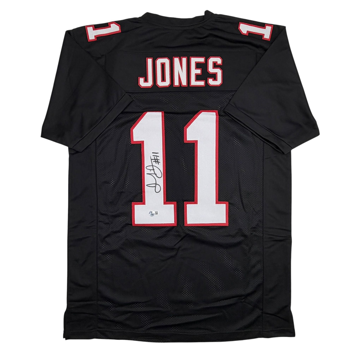 Autographed/Signed Julio Jones Atlanta Black Retro Football Jersey Beckett BAS COA