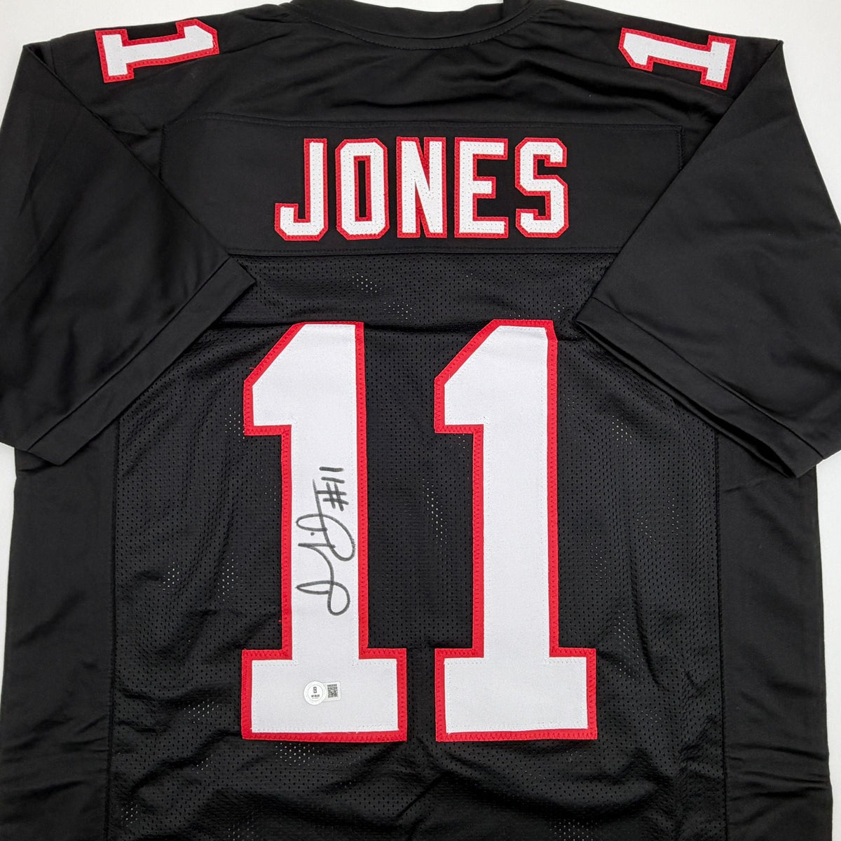 Autographed/Signed Julio Jones Atlanta Black Retro Football Jersey Beckett BAS COA
