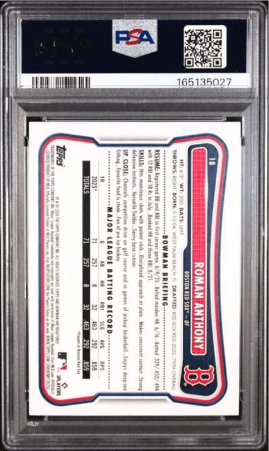 Graded 2026 Topps Bowman Roman Anthony #18 Rookie RC Baseball Card PSA 10 Gem Mint