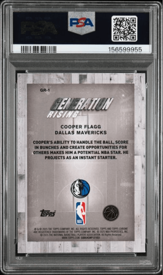 Graded 2025 Topps Chrome Cooper Flagg #GR1 Generation Rising Rookie RC Basketball Card PSA 10 Gem Mint