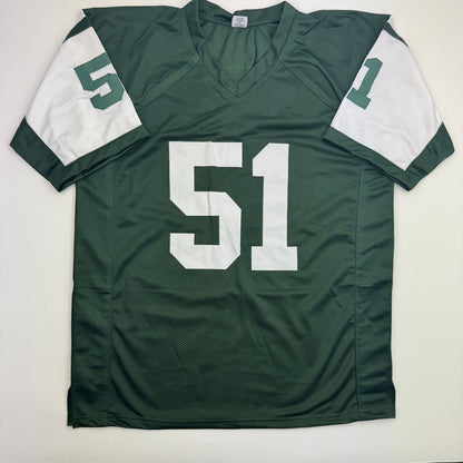 Autographed/Signed Jonathan Vilma New York Green Football Jersey JSA COA