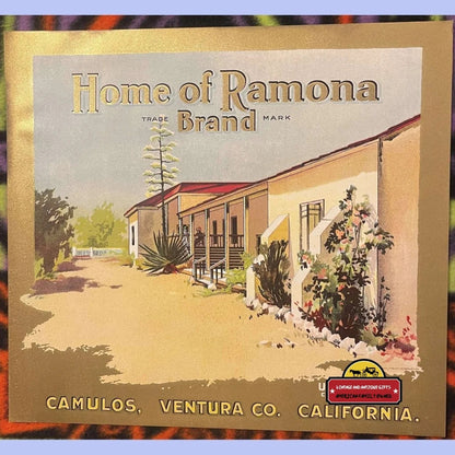 Vintage Ramona Crate Label from Camulos, Ventura Co., a charming collectible gem