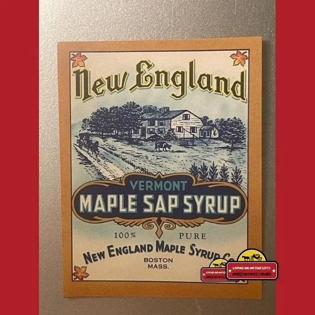 Antique New England Vermont Maple Syrup Label Boston Ma 1910s - Vintage Advertisements - Food And Home Misc. Labels.