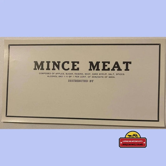 Rare Large Version Unprinted Antique Vintage Brick’s Mince Meat Label 1910s - Advertisements - Food And Home Misc.