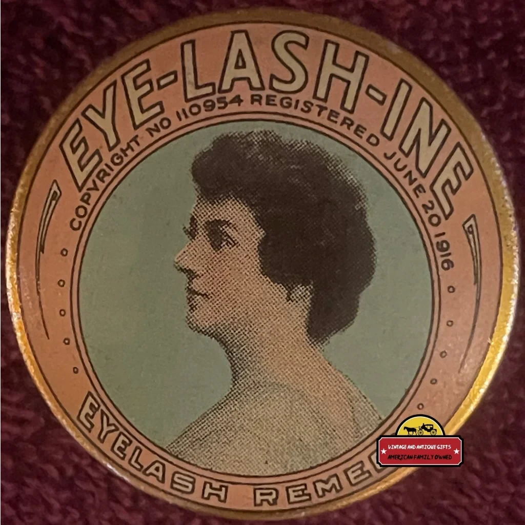 1916 Antique Eye - Lash - Ine Eyelash Remedy Tin Chicago Il Beautiful! Collectibles Vintage Medicine Tins Rare
