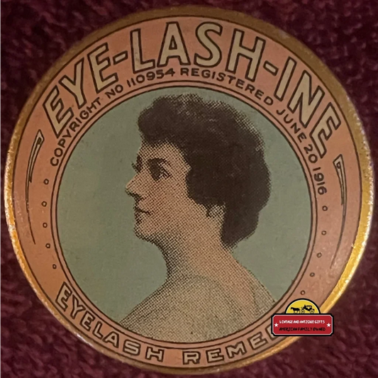 Antique Eye - Lash - Ine Eyelash Remedy Tin Chicago Il 1916 Beautiful! - Vintage Advertisements - Medicine Tins. From Il