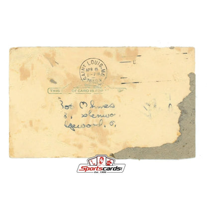 Vintage yellowed government postcard envelope with Bob Schmidt and Joe Brehmner autographs