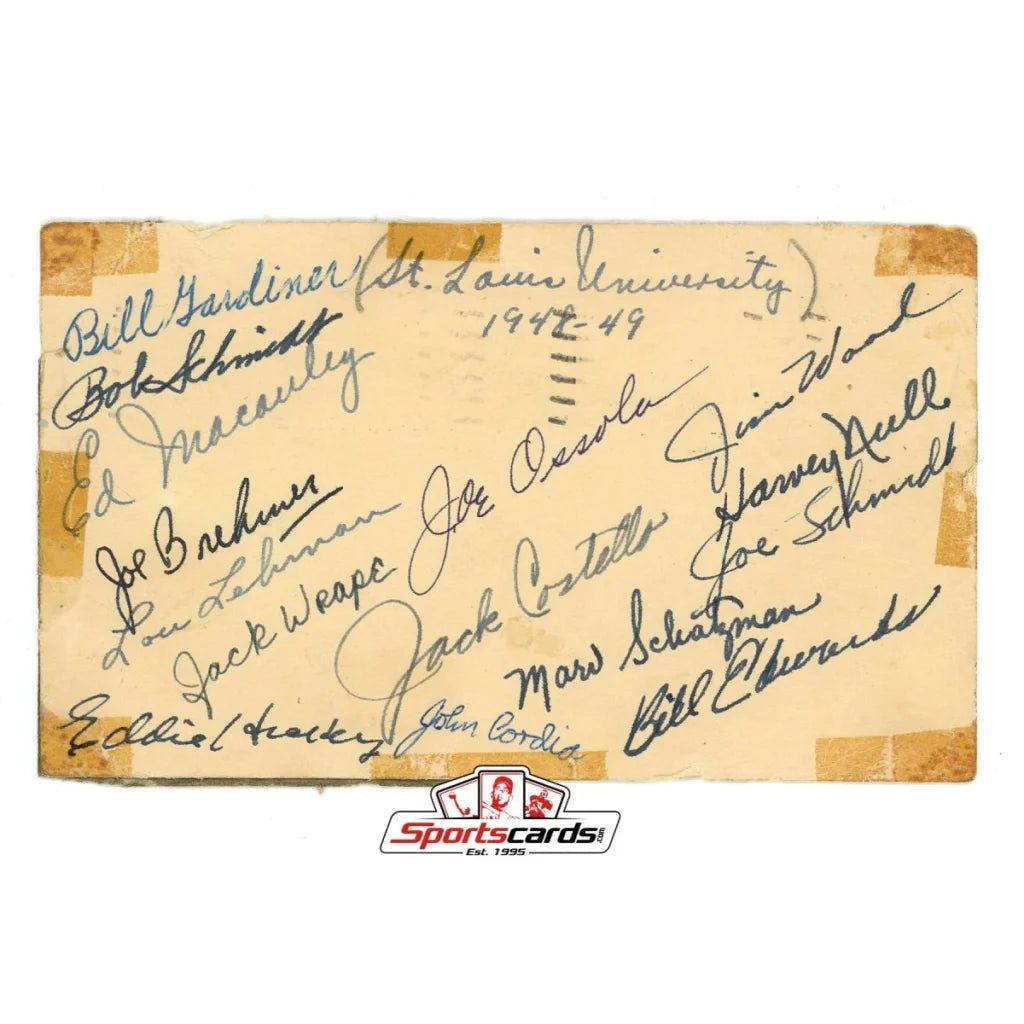 Rare government postcard with Bob Schmidt and Joe Brehmner autographs