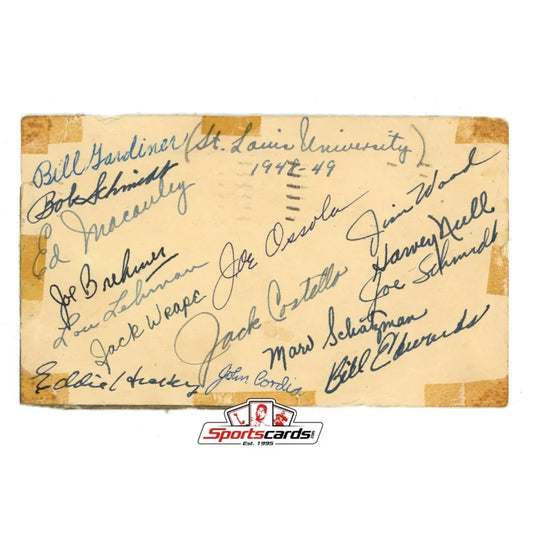 Rare government postcard with Bob Schmidt and Joe Brehmner autographs