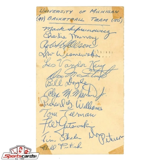 1940s University of Michigan basketball team signed government postcard
