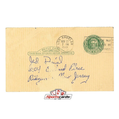 Vintage yellow government postcard with green stamp and autographs
