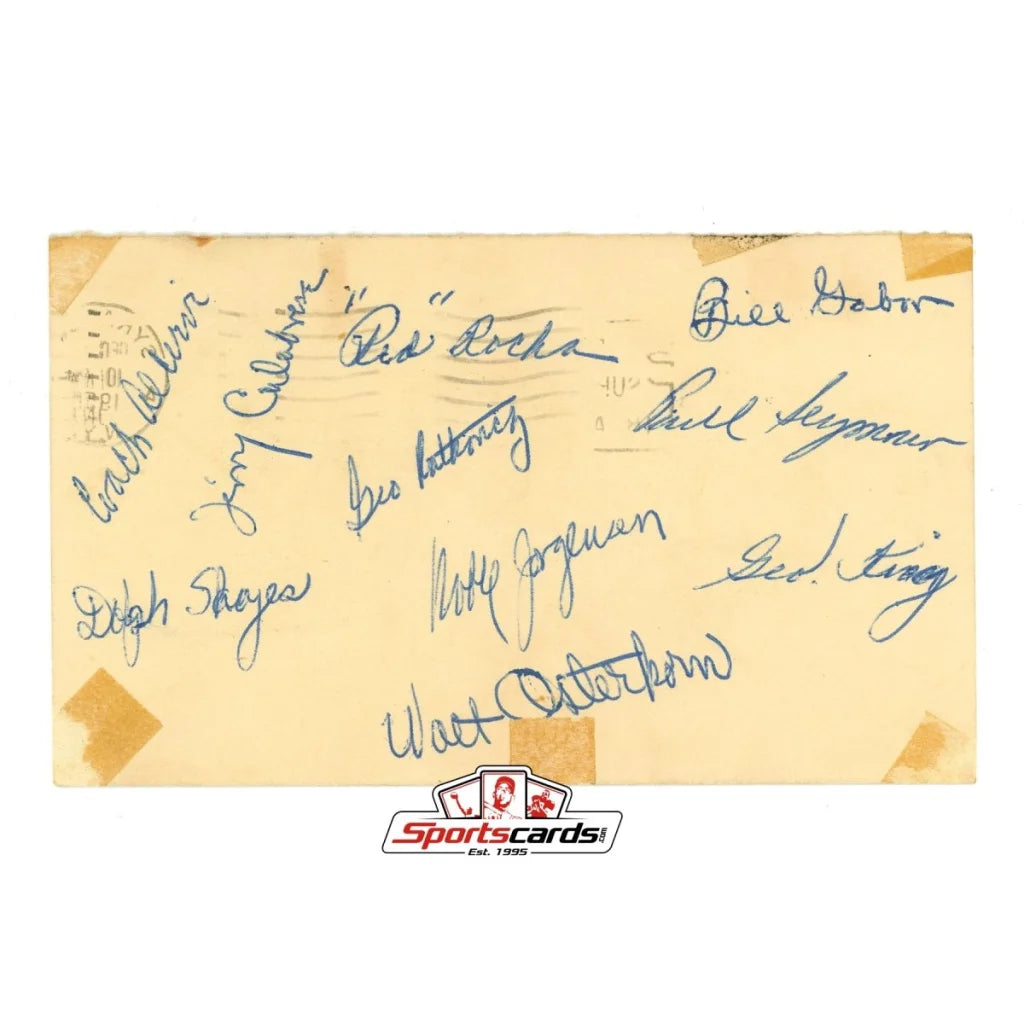 Vintage yellow government postcard with authentic NBA signatures