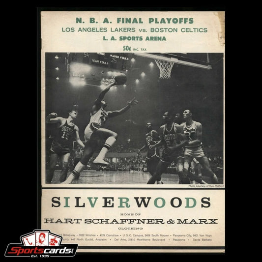 1960s Lakers Celtics NBA final playoffs jersey with Silverwood logo