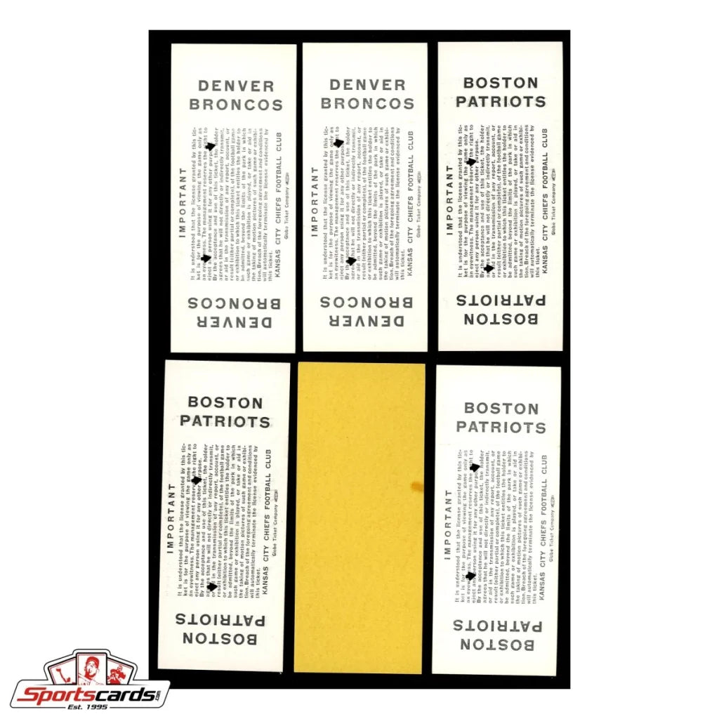 Vintage Kansas City Chiefs 1963 season ticket stubs collection