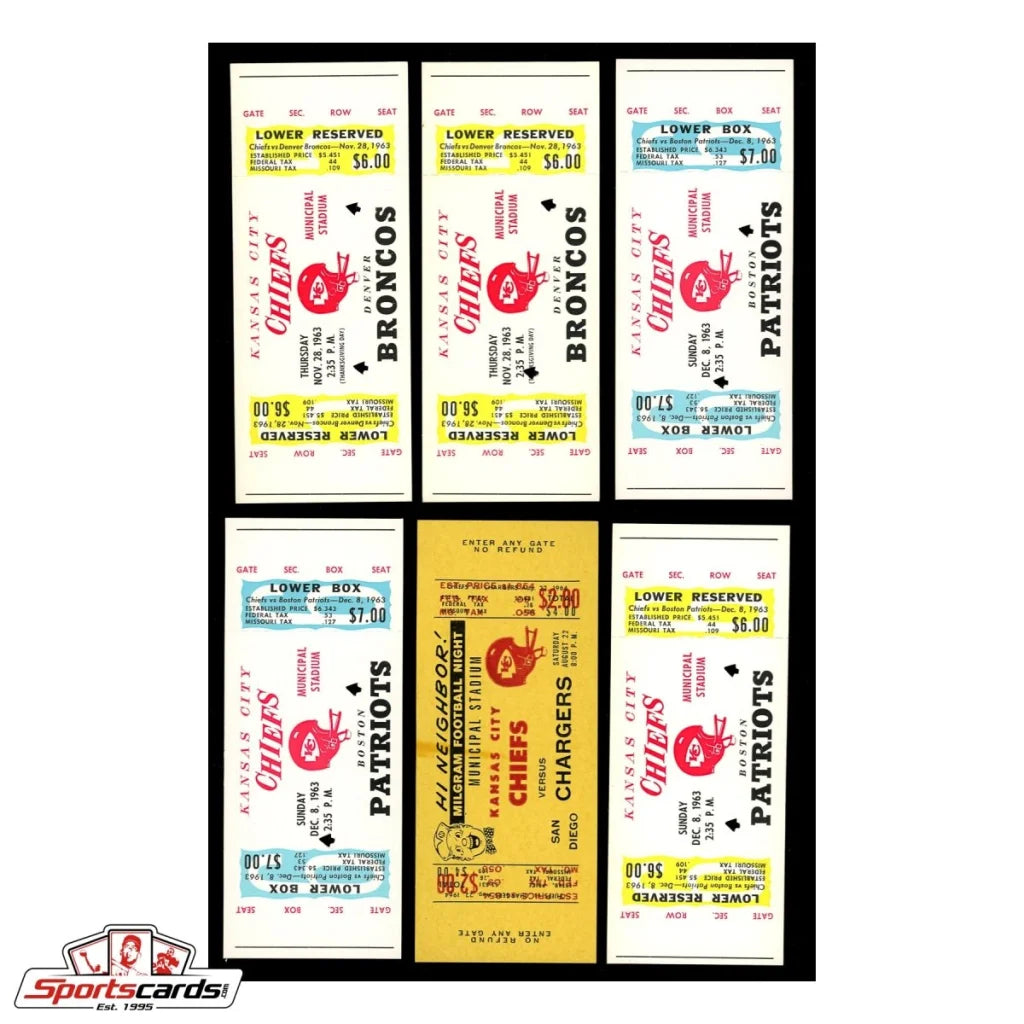 Vintage Kansas City Chiefs 1963 ticket stubs collection