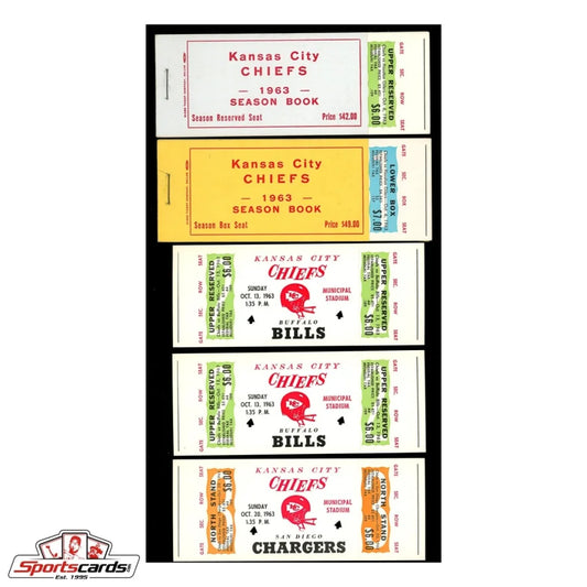 Vintage Kansas City Chiefs ticket stubs from 1963 season collection