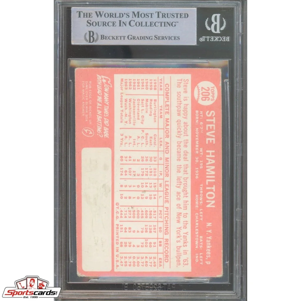 Graded Steve Hamilton card by Beckett Grading Services
