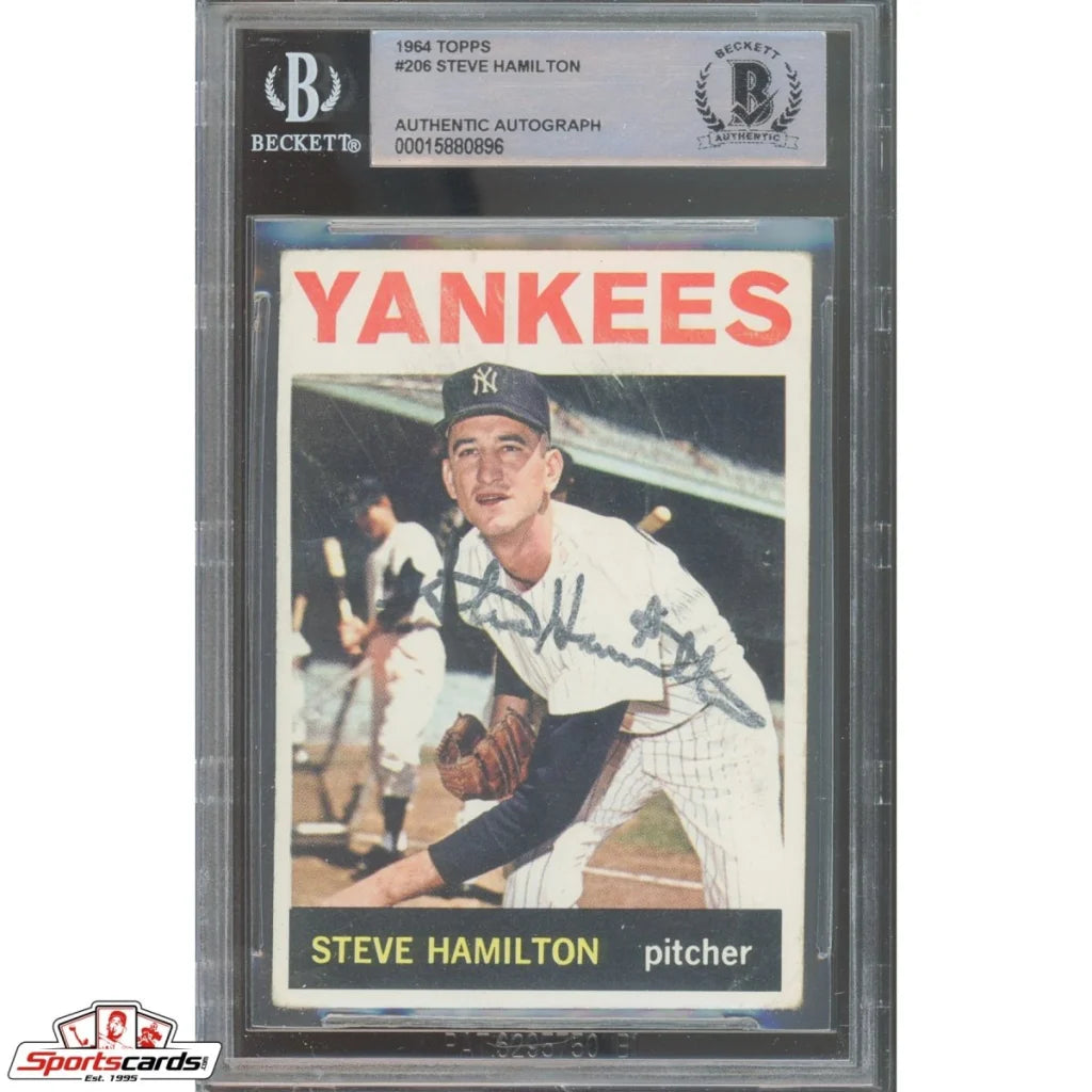 Autographed 1964 Topps Steve Hamilton Yankees card by Beckett
