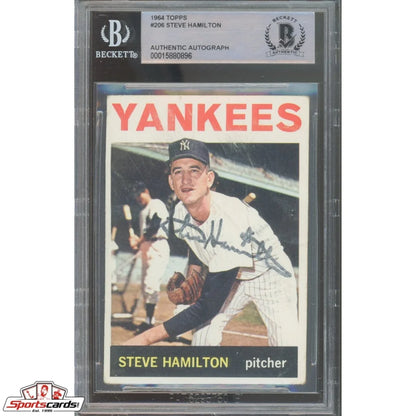 Autographed 1964 Topps Steve Hamilton Yankees card by Beckett