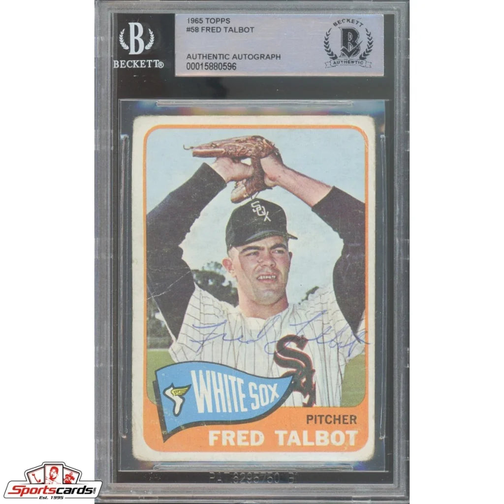 Autographed 1965 Topps Fred Talbot trading card with Beckett authentication
