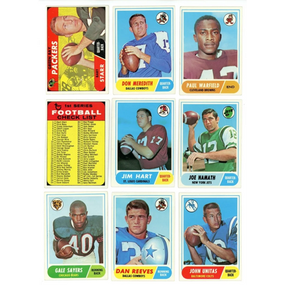Vintage Topps Football cards from the 1968 Topps Football Complete Set Break