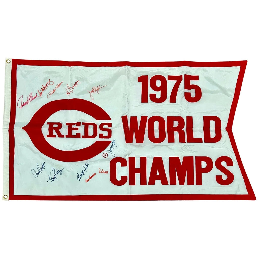 1975 world champions Cincinnati Reds multi autographed flag