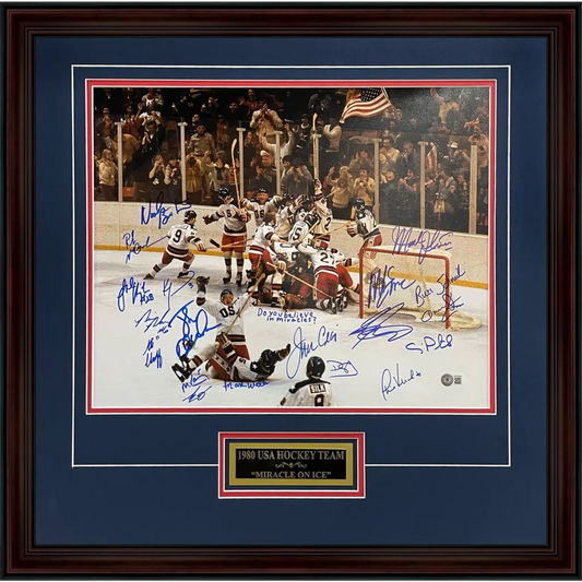 Deluxe framed 16x20 Miracle on Ice signed USA hockey photo