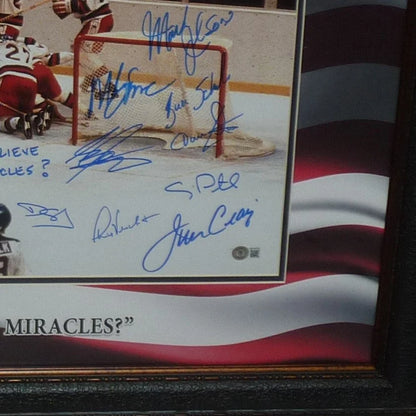 Deluxe framed 20x24 Olympic hockey team autographed Miracle On Ice photo