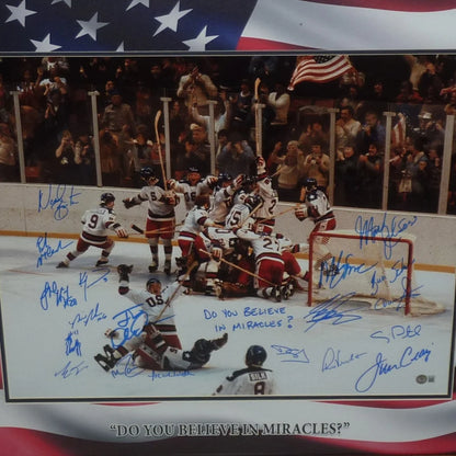 1980 U.S. Olympic Hockey Team autographed deluxe framed 20x24 photo