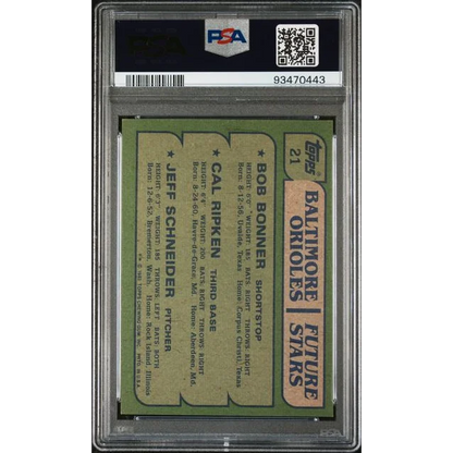 1982 Topps Cal Ripken Jr Rookie Card PSA graded displayed in product listing