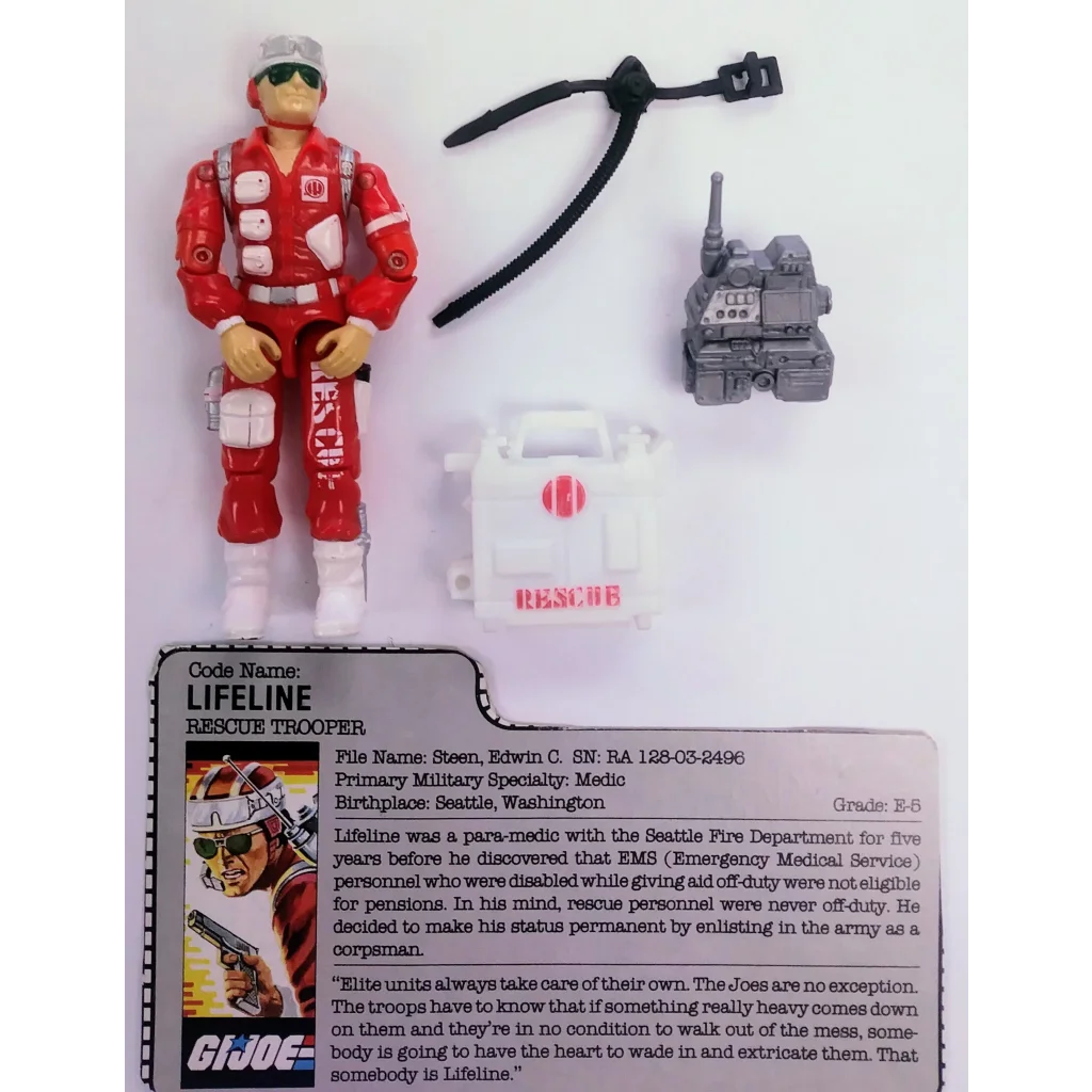 1986 GI Joe Action Figure Lifeline Rescue Trooper with File Card