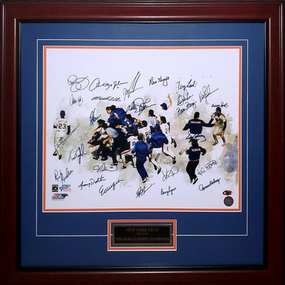 Deluxe framed 16x20 New York Mets team autographed 1986 World Series photo