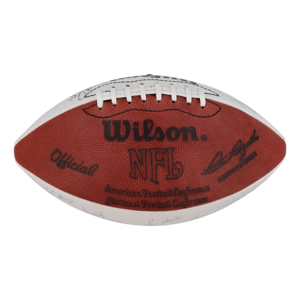 NFC Pro Bowl football signed by NFL legends with white laces and reddish-brown body