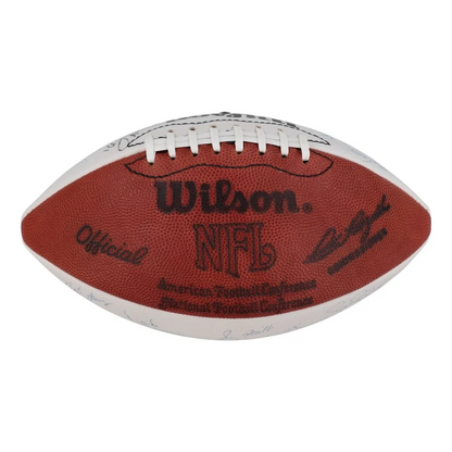 NFC Pro Bowl football signed by NFL legends with white laces and reddish-brown body