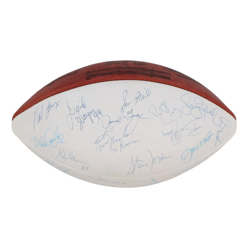 Autographed white and brown football from 1988 NFC Pro Bowl signed by NFL legends