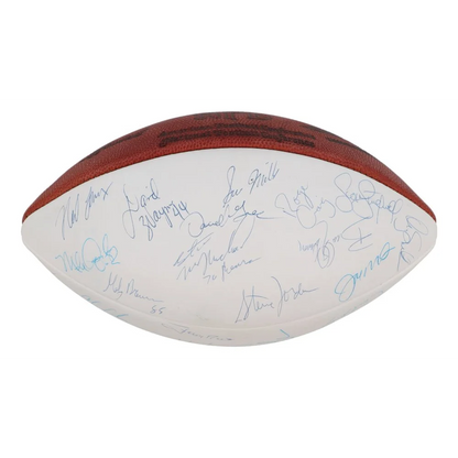 Autographed white and brown football from 1988 NFC Pro Bowl signed by NFL legends