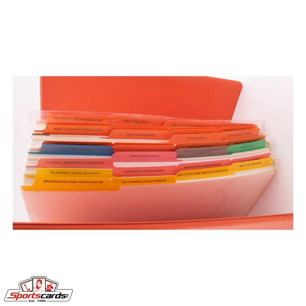 Orange 1993 NBA League Meetings binder with tabbed compartments