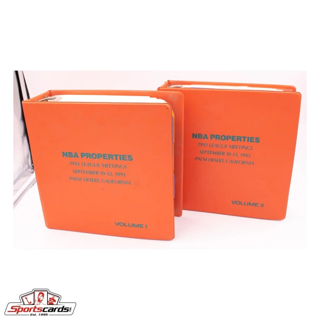 1993 NBA League Meetings binder with orange leather and volume numbers