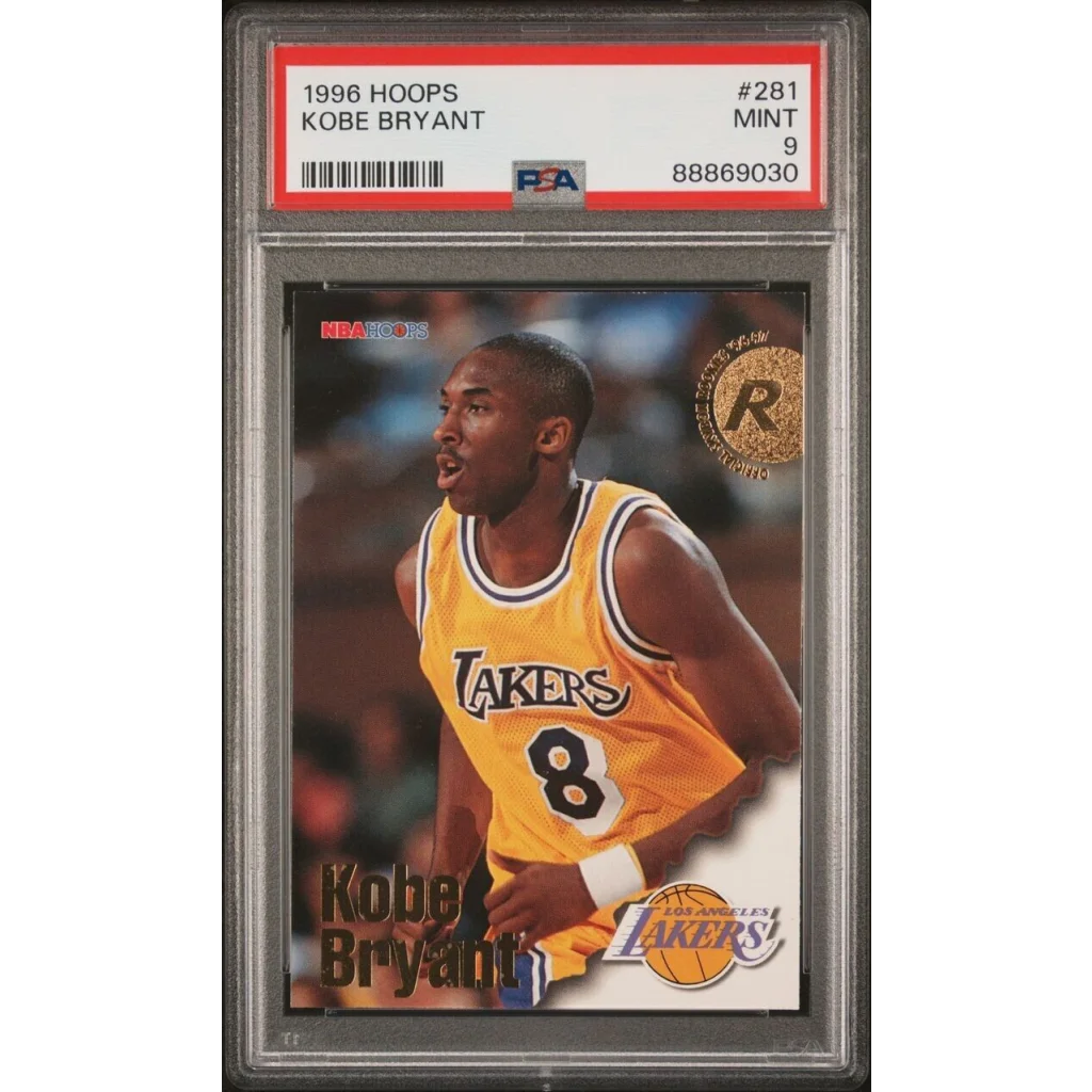 Mint condition 1996 Hoops Kobe Bryant rookie basketball card PSA graded