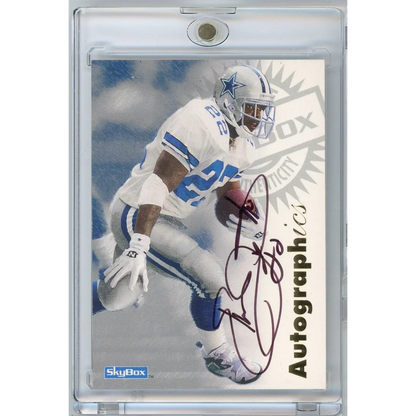 1997 Skybox Emmitt Smith Autographics On Card Auto Dallas Cowboys Football Card