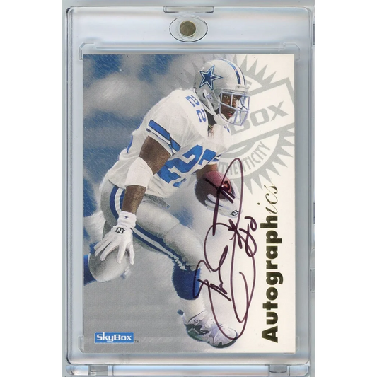 1997 Skybox Emmitt Smith Autographics On Card Auto Dallas Cowboys Football Card