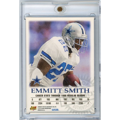 1997 Skybox Emmitt Smith Autographics On Card Auto Dallas Cowboys Football Card