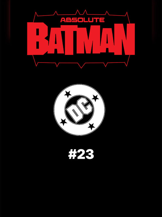 Black cover featuring red "Absolute Batman" logo at top, DC Comics circular seal with stars in center, and "#23" in white text below.