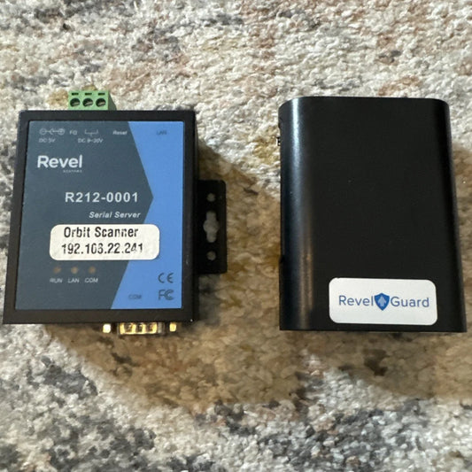 Revel Orbit guard scanner devices: R212-0001 serial server back view